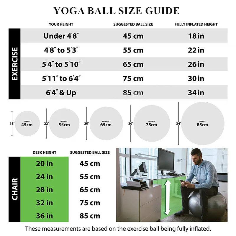 PVC Fitness Balls Yoga Ball Thickened Explosion-proof Exercise Home Gym Pilates Equipment Balance Ball 45cm/55cm/65cm/75cm/85cm