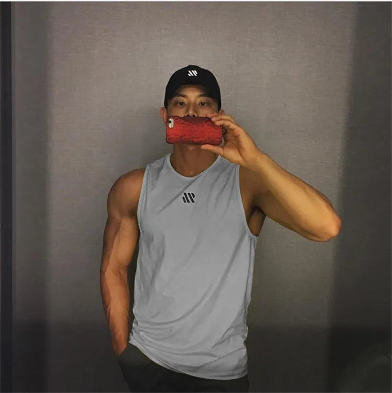 2022 Mens Gym Tank top Men Fitness Sleeveless Shirt Male Mesh Breathable Fitness  Sports Vest Undershirt Gyms Running Vest Men